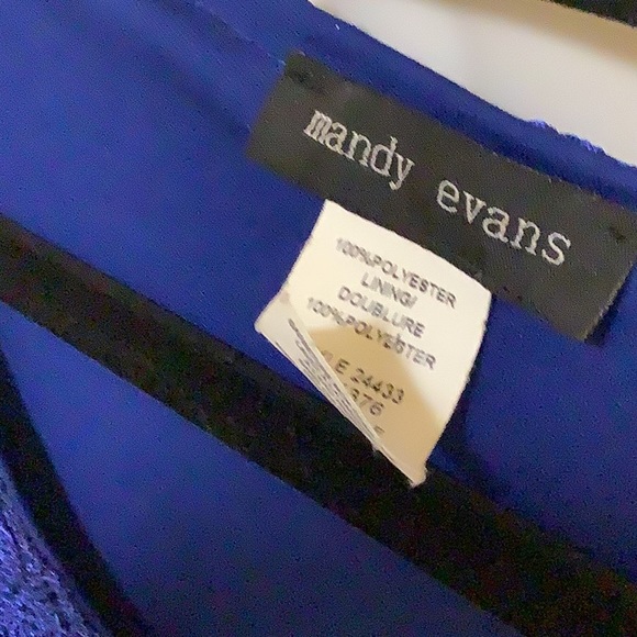 Mandy Evans blue crocheted look top bell see threw-sleeves size Med roya… - Picture 3 of 10